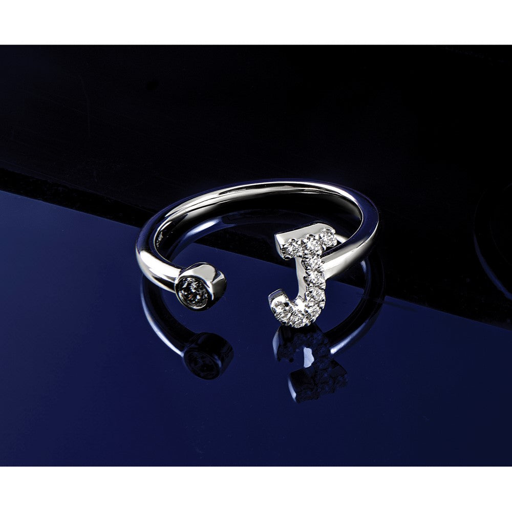 14kw 1/6 ct Lab Grown Dia VS/SI+ G+ Comp Initial J Adjustable Ring