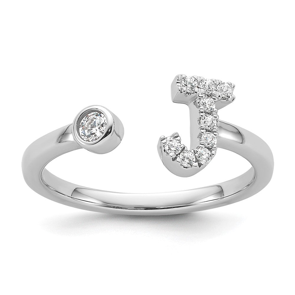 14kw 1/6 ct Lab Grown Dia VS/SI+ G+ Comp Initial J Adjustable Ring