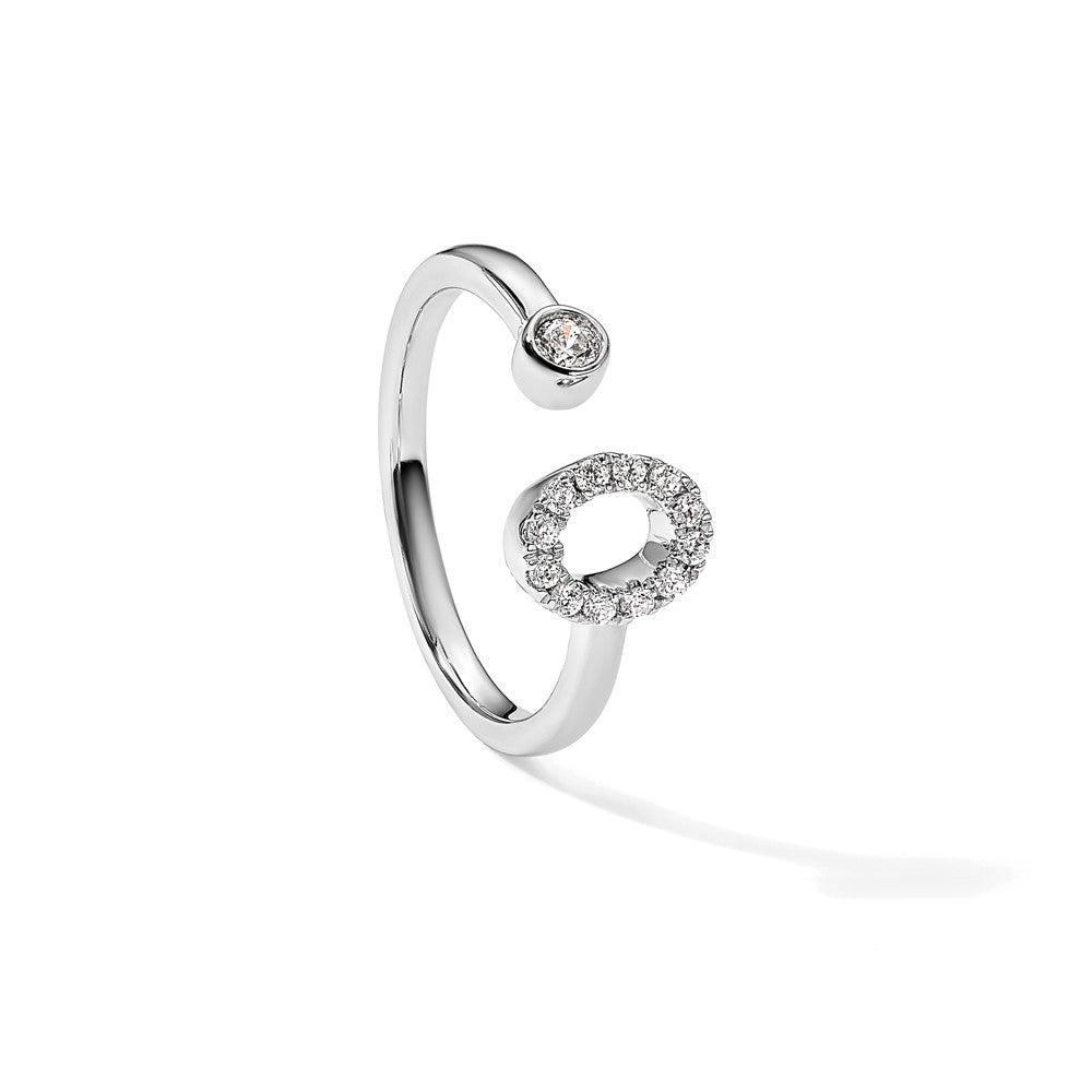 14kw 1/5 ct Lab Grown Dia VS/SI+ G+ Comp Initial O Adjustable Ring