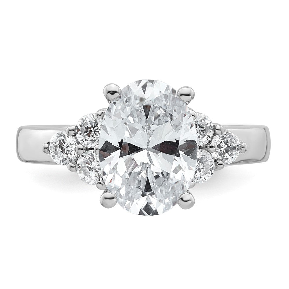14kw 1/2ct Lab Grown Dia VS/SI+ G+ Round 2 1/2ct Oval Center Semi Eng Ring
