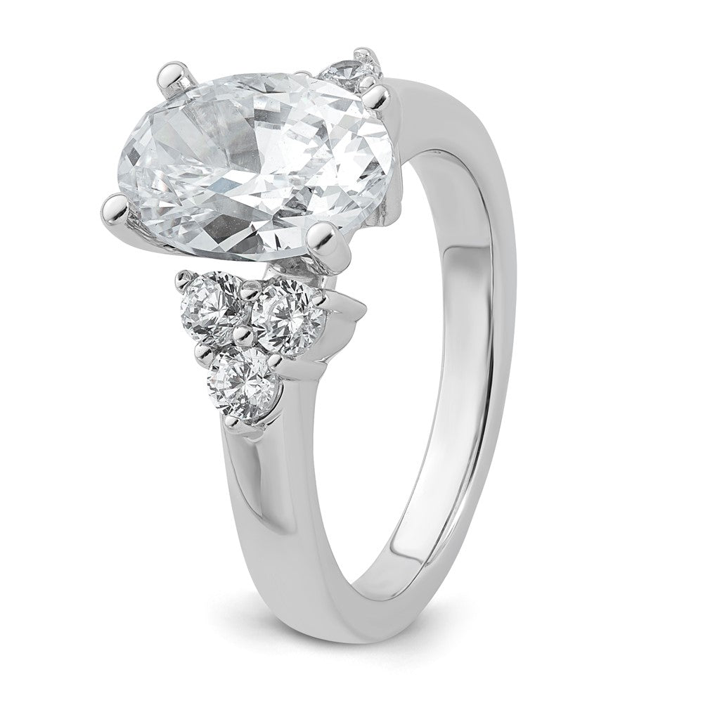 14kw 1/2ct Lab Grown Dia VS/SI+ G+ Round 2 1/2ct Oval Center Semi Eng Ring