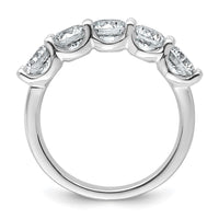 14k White Gold 2ct Lab Grown Dia VS+ F+ Comp 5 Stone Fashion Band