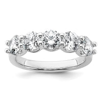 14k White Gold 2ct Lab Grown Dia VS+ F+ Comp 5 Stone Fashion Band
