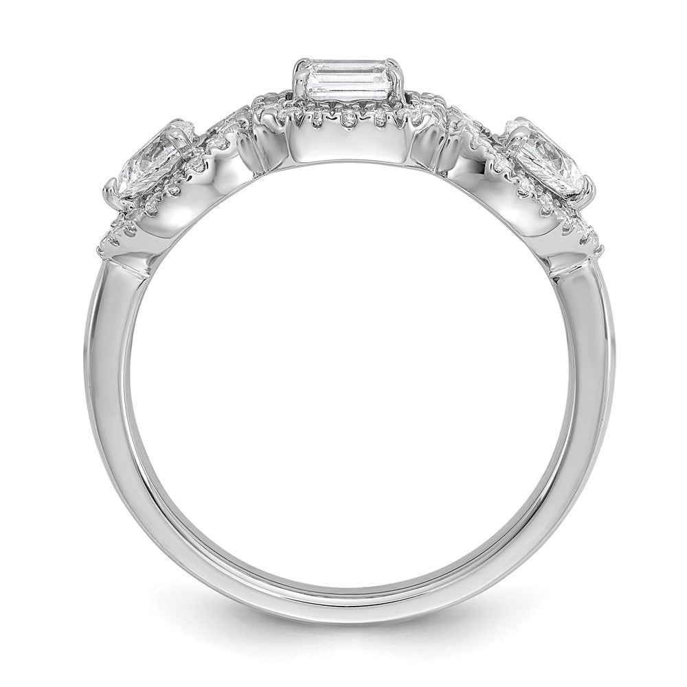 14k White Gold 5/8 ct Lab Grown Diamond VS/SI+ G+ 3 Stone Complete Eng Ring