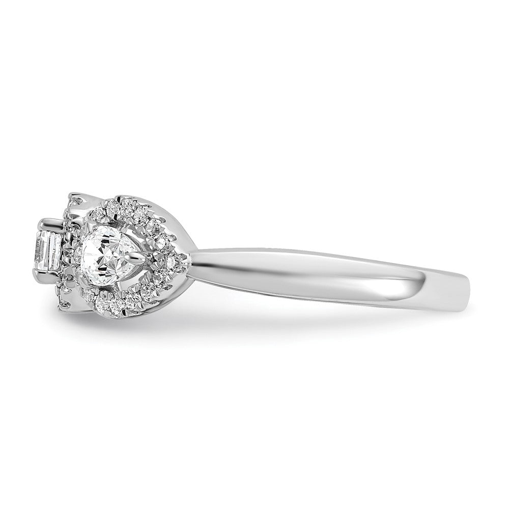 14k White Gold 5/8 ct Lab Grown Diamond VS/SI+ G+ 3 Stone Complete Eng Ring