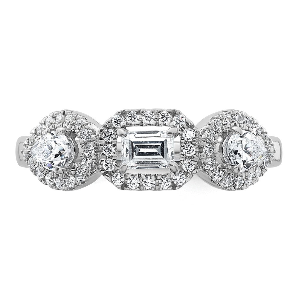 14k White Gold 5/8 ct Lab Grown Diamond VS/SI+ G+ 3 Stone Complete Eng Ring