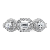 14k White Gold 5/8 ct Lab Grown Diamond VS/SI+ G+ 3 Stone Complete Eng Ring