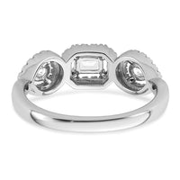 14k White Gold 5/8 ct Lab Grown Diamond VS/SI+ G+ 3 Stone Complete Eng Ring