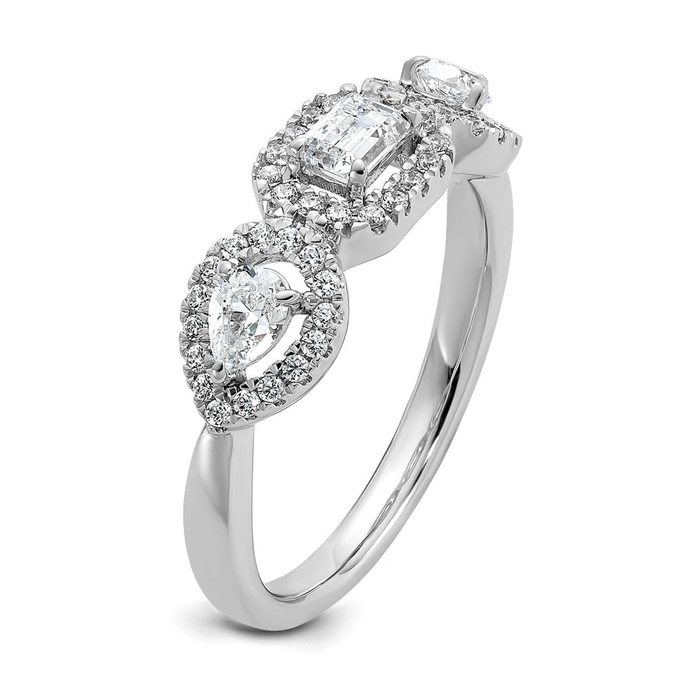 14k White Gold 5/8 ct Lab Grown Diamond VS/SI+ G+ 3 Stone Complete Eng Ring