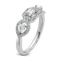 14k White Gold 5/8 ct Lab Grown Diamond VS/SI+ G+ 3 Stone Complete Eng Ring