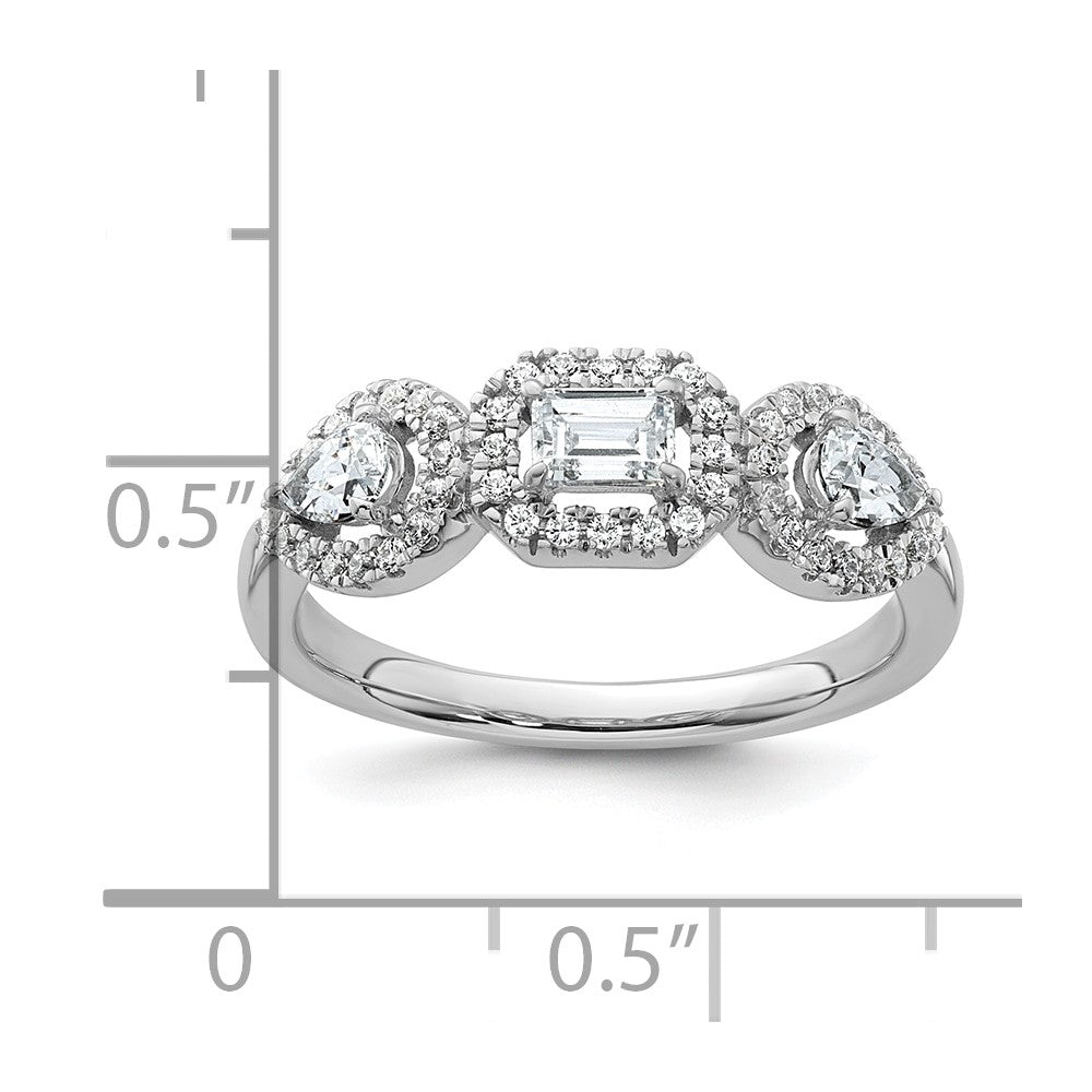 14k White Gold 5/8 ct Lab Grown Diamond VS/SI+ G+ 3 Stone Complete Eng Ring