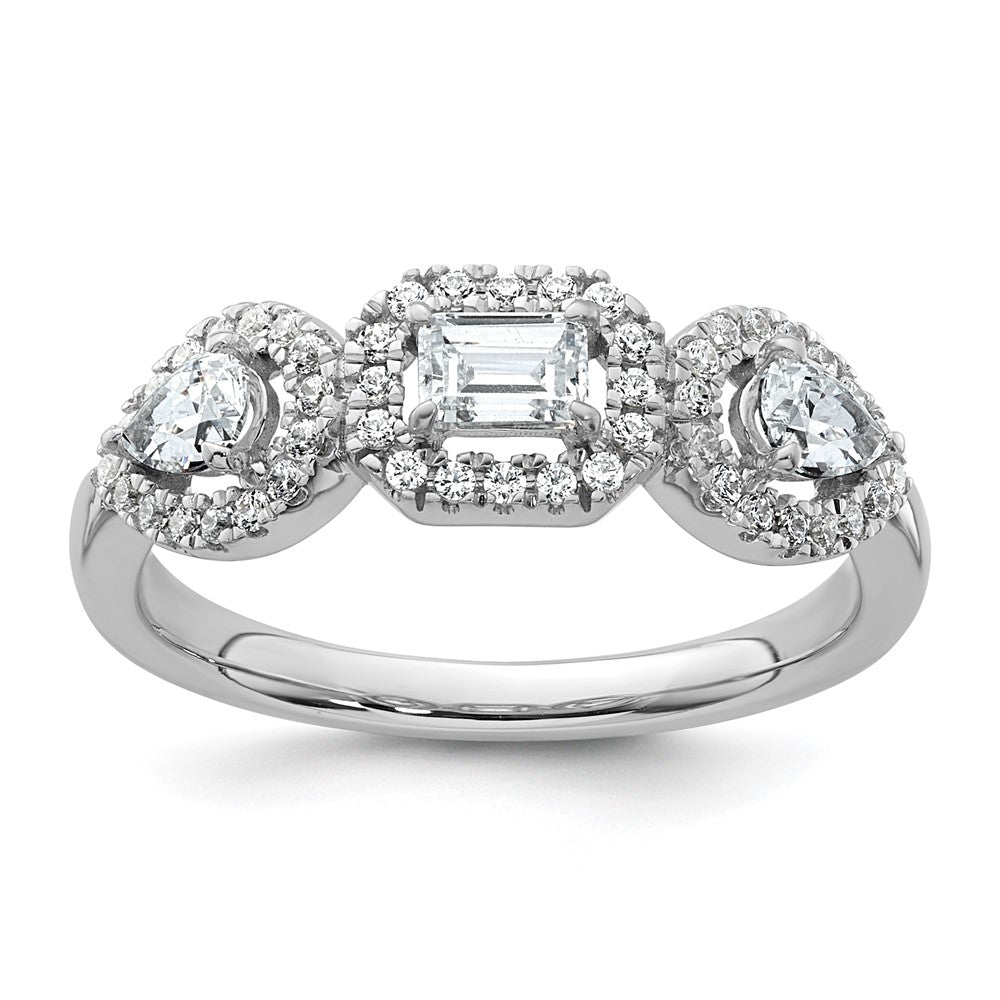 14k White Gold 5/8 ct Lab Grown Diamond VS/SI+ G+ 3 Stone Complete Eng Ring
