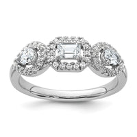 14k White Gold 5/8 ct Lab Grown Diamond VS/SI+ G+ 3 Stone Complete Eng Ring