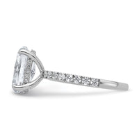 14kw 3 1/2ct Cert Lab Grown Diamond VS+ F+ Oval Comp Solitaire Eng Ring