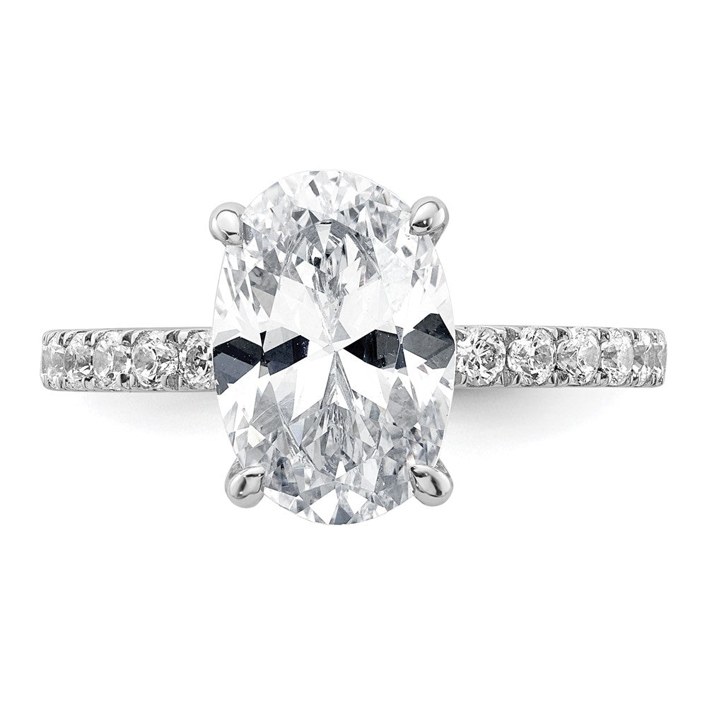 14kw 3 1/2ct Cert Lab Grown Diamond VS/SI+ G+ Oval Comp Solitaire Eng Ring