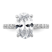 14kw 3 1/2ct Cert Lab Grown Diamond VS+ F+ Oval Comp Solitaire Eng Ring