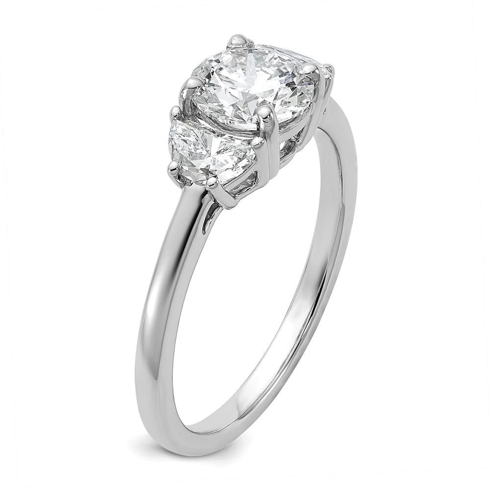 14kw 1 3/8ct Cert Lab Grown Diamond VS/SI+ G+ Round Comp 3 Stone Eng Ring