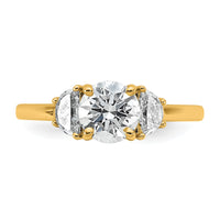 14k 1 3/8ct Cert Lab Grown Diamond VS+F+ Round Comp 3 Stone Eng Ring