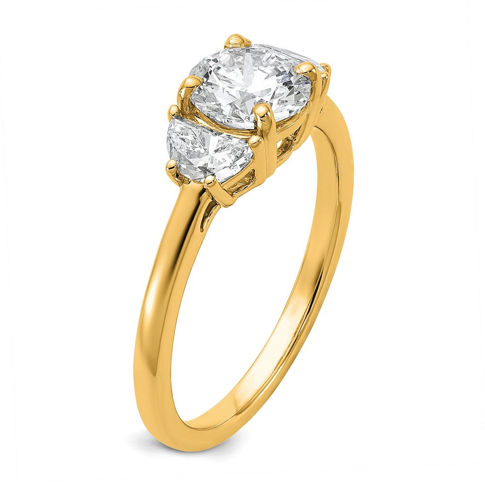 14k 1 3/8ct Cert Lab Grown Diamond VS/SI+ G+ Round Comp 3 Stone Eng Ring