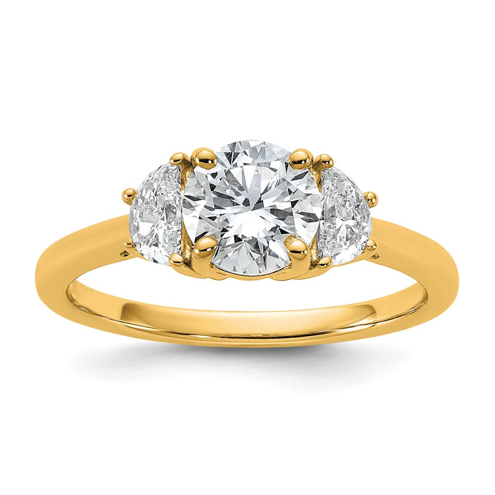14k 1 3/8ct Cert Lab Grown Diamond VS+F+ Round Comp 3 Stone Eng Ring