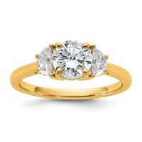 14k 1 3/8ct Cert Lab Grown Diamond VS+F+ Round Comp 3 Stone Eng Ring