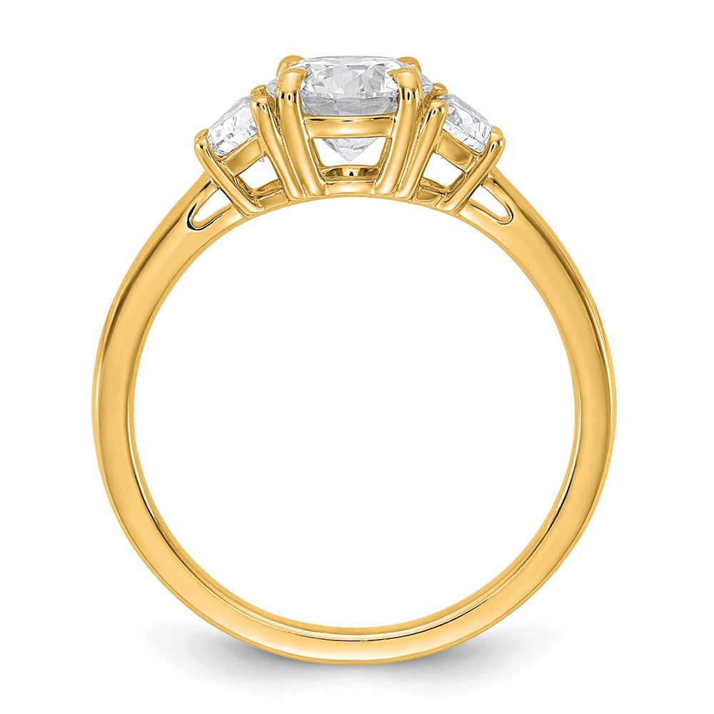 14k 3/8ct Lab Grown Diamond VS+ F+ 1ct Center Round Semi 3 Stone Eng Ring