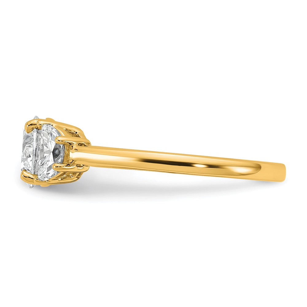 14k 3/8ct Lab Grown Diamond VS+ F+ 1ct Center Round Semi 3 Stone Eng Ring