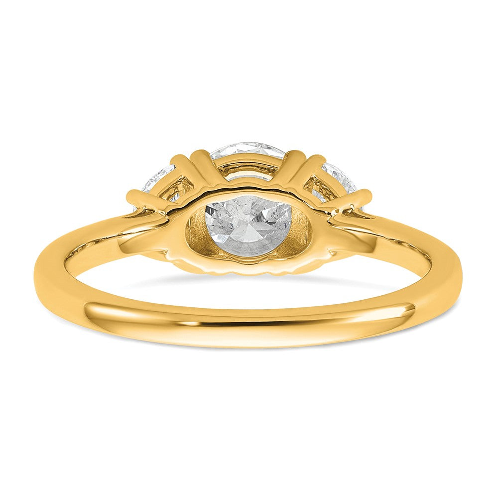 14k 3/8ct Lab Grown Diamond VS+ F+ 1ct Center Round Semi 3 Stone Eng Ring