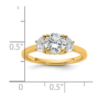 14k 3/8ct Lab Grown Diamond VS+ F+ 1ct Center Round Semi 3 Stone Eng Ring