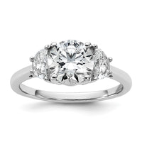 14kw 2ct Cert Lab Grown Diamond VS+F+ Round Comp 3 Stone Eng Ring