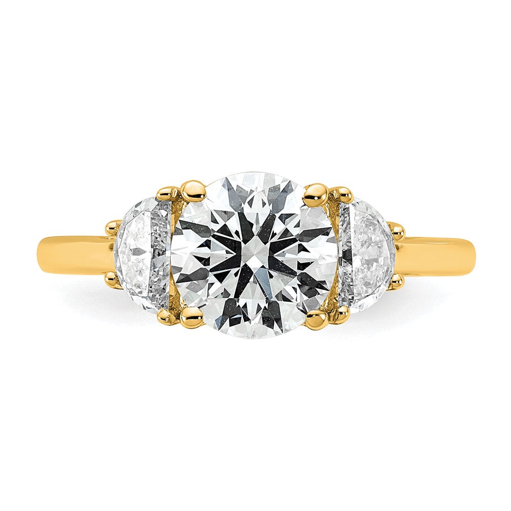 14k 2ct Cert Lab Grown Diamond VS/SI+ G+ Round Comp 3 Stone Eng Ring