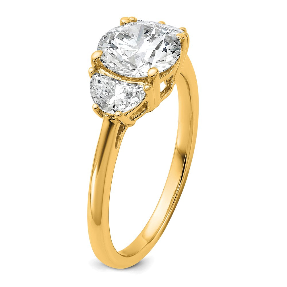14k 2ct Cert Lab Grown Diamond VS+F+ Round Comp 3 Stone Eng Ring