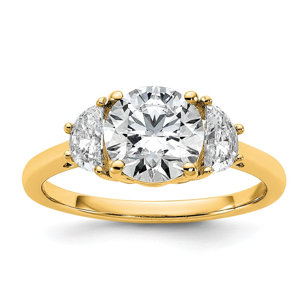 14k 2ct Cert Lab Grown Diamond VS/SI+ G+ Round Comp 3 Stone Eng Ring