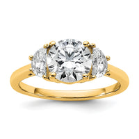 14k 2ct Cert Lab Grown Diamond VS/SI+ G+ Round Comp 3 Stone Eng Ring