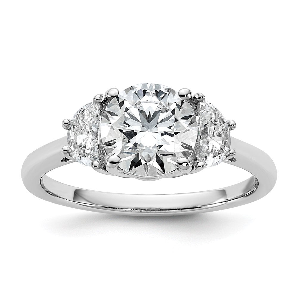 14kw 1/2ct Lab Grown Dia VS+ F+ 1 1/2ct Center Round Semi 3 Stone Eng Ring
