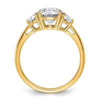 14k 1/2ct Lab Grown Dia VS+ F+ 1 1/2ct Center Round Semi 3 Stone Eng Ring