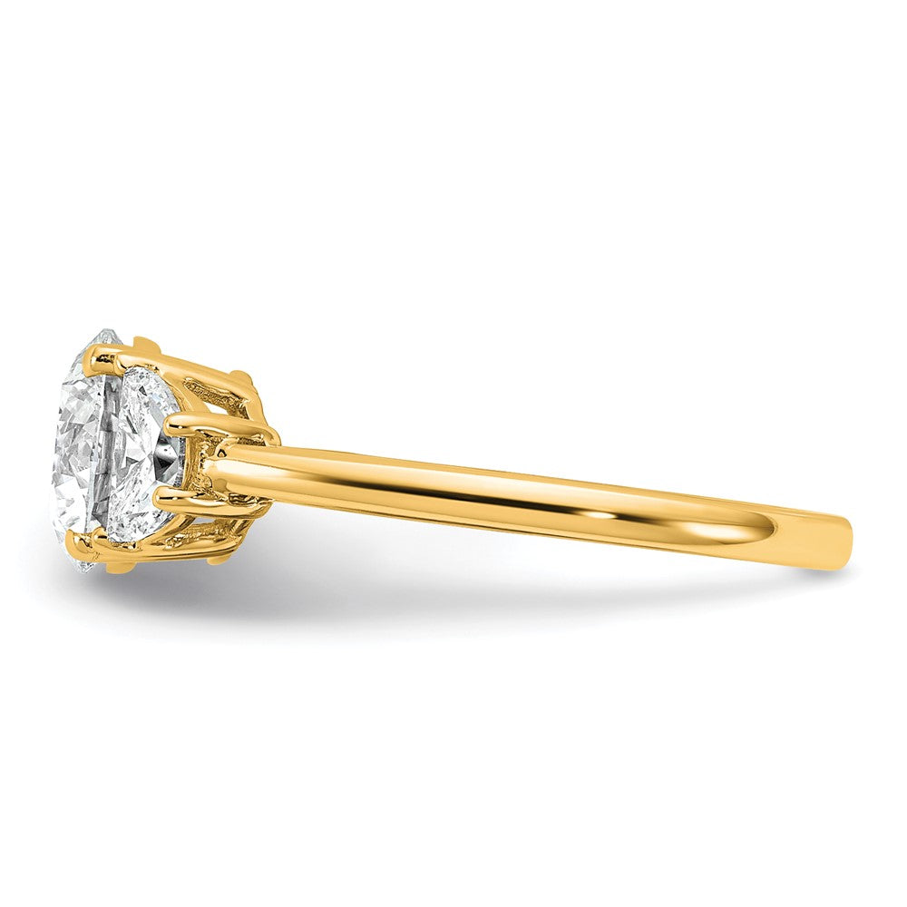 14k 1/2ct Lab Grown Dia VS+ F+ 1 1/2ct Center Round Semi 3 Stone Eng Ring