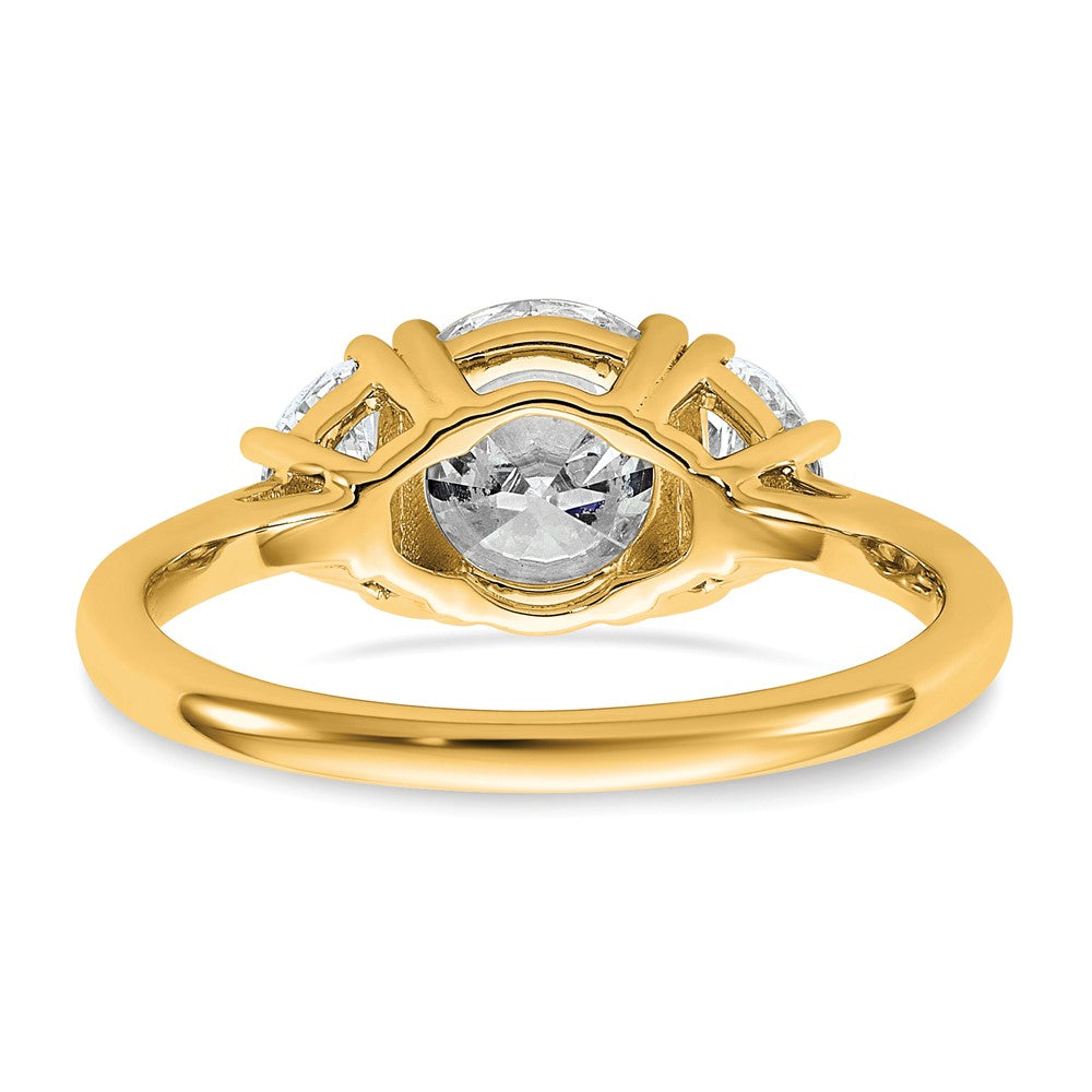 14k 1/2ct Lab Grown Dia VS+ F+ 1 1/2ct Center Round Semi 3 Stone Eng Ring