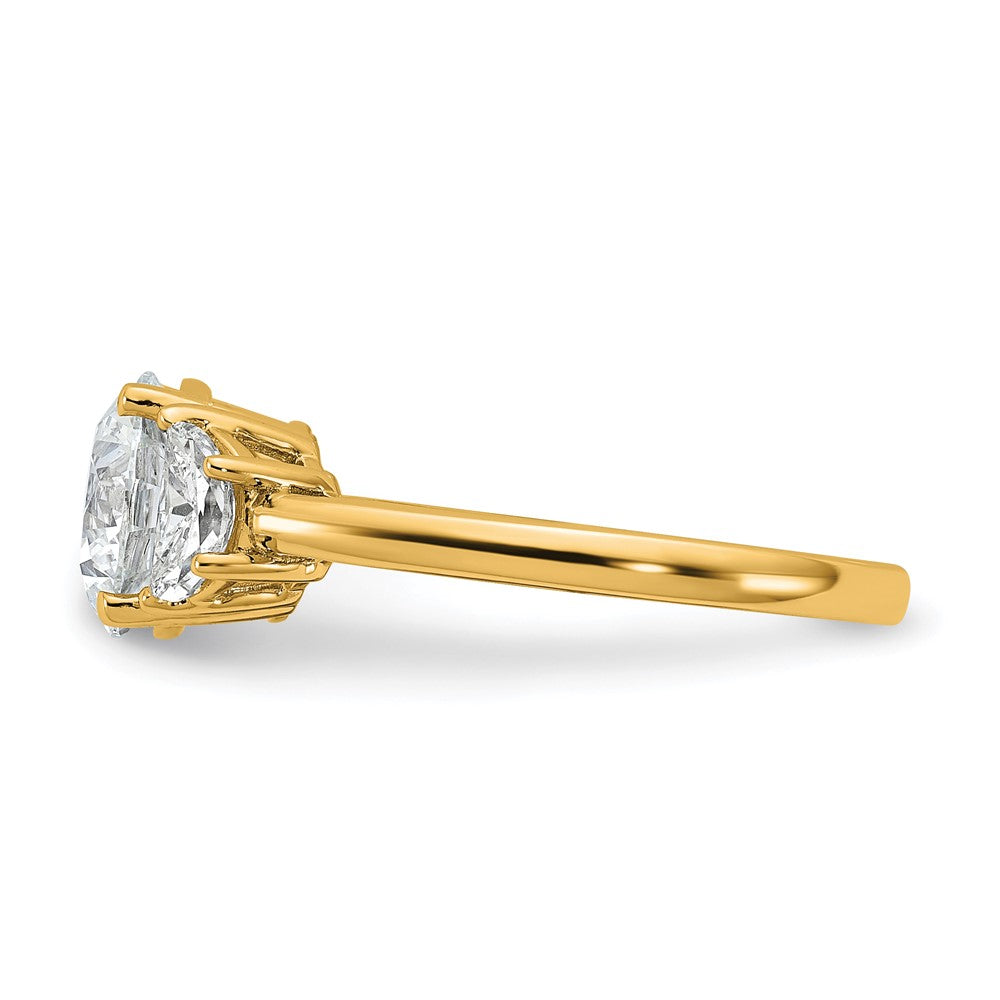 14k 2 1/2ct Cert Lab Grown Diamond VS/SI+ G+ Round Comp 3 Stone Eng Ring