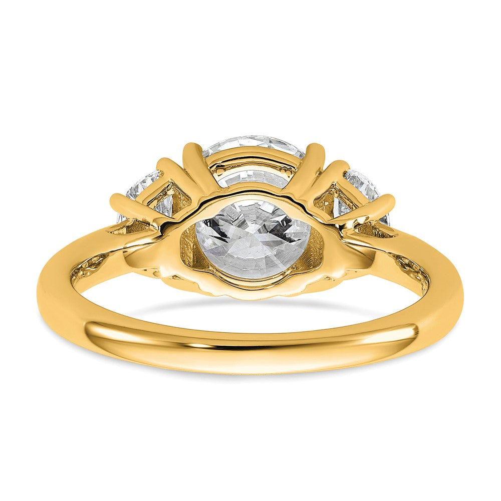 14k 2 1/2ct Cert Lab Grown Diamond VS/SI+ G+ Round Comp 3 Stone Eng Ring