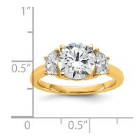 14k 2 1/2ct Cert Lab Grown Diamond VS+F+ Round Comp 3 Stone Eng Ring