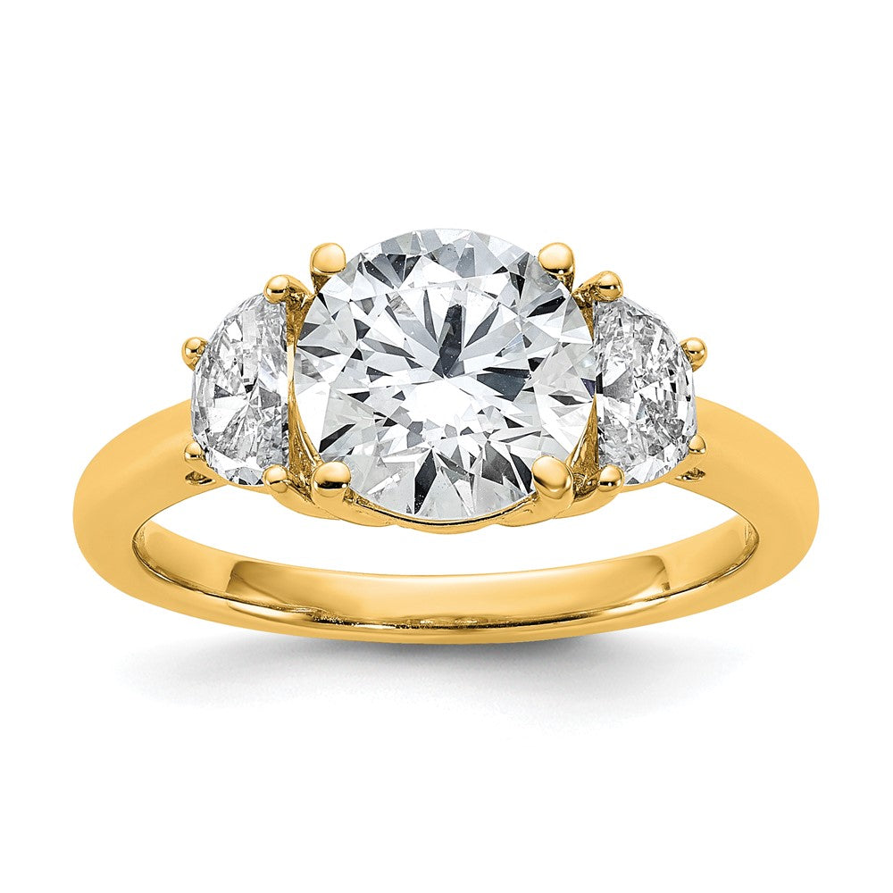 14k 2 1/2ct Cert Lab Grown Diamond VS/SI+ G+ Round Comp 3 Stone Eng Ring