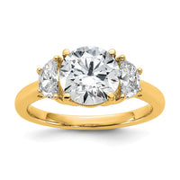 14k 2 1/2ct Cert Lab Grown Diamond VS+F+ Round Comp 3 Stone Eng Ring