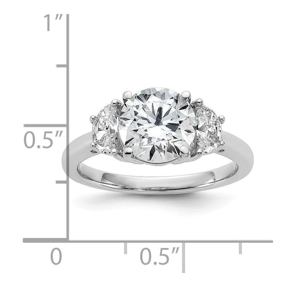14kw 1/2ct Lab Grown Diamond VS+ F+ 2ct Round Semi 3 Stone Eng Ring