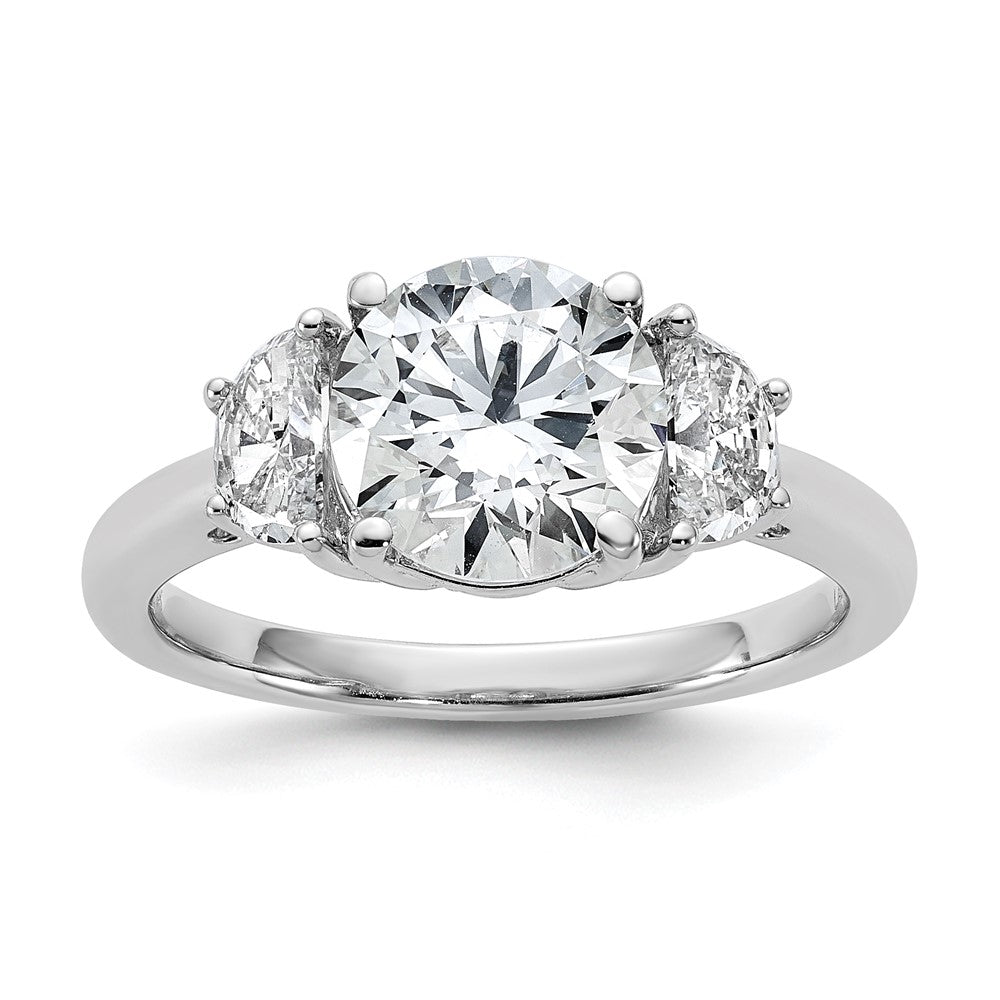 14kw 1/2ct Lab Grown Diamond VS+ F+ 2ct Round Semi 3 Stone Eng Ring