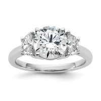 14kw 1/2ct Lab Grown Diamond VS+ F+ 2ct Round Semi 3 Stone Eng Ring