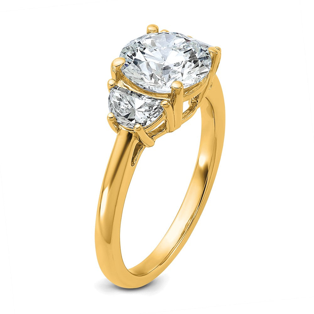 14k 1/2ct Lab Grown Diamond VS/SI+ G+ 2ct Round Semi 3 Stone Eng Ring