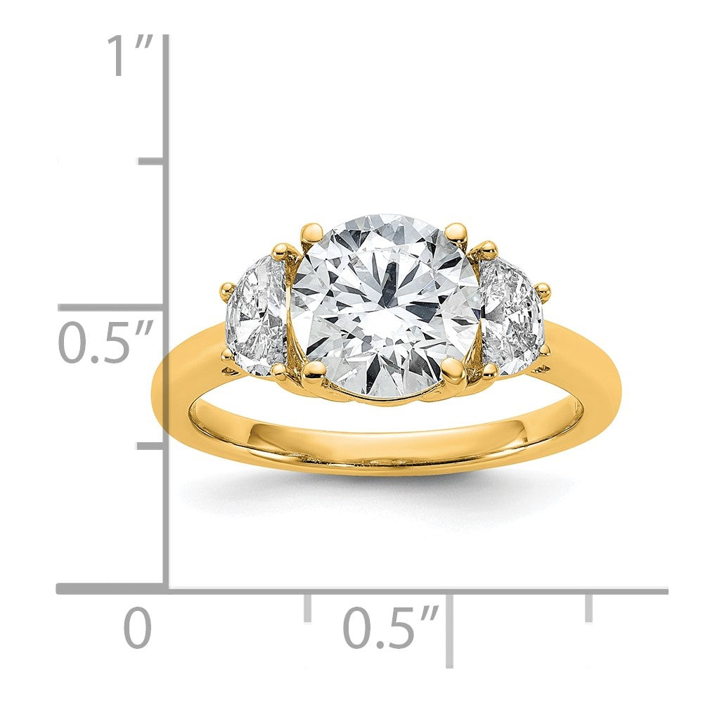14k 1/2ct Lab Grown Diamond VS/SI+ G+ 2ct Round Semi 3 Stone Eng Ring