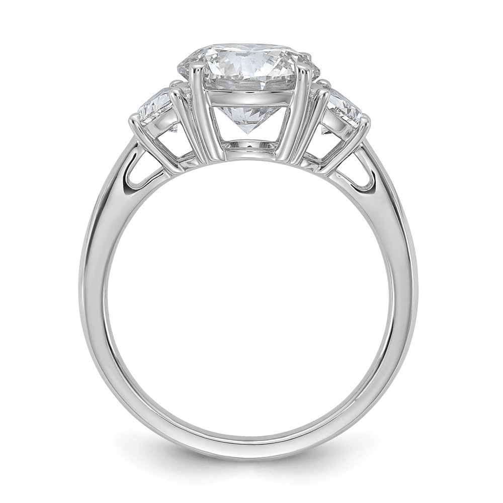 14kw 3 1/8ct Cert Lab Grown Diamond VS+F+ Round Comp 3 Stone Eng Ring