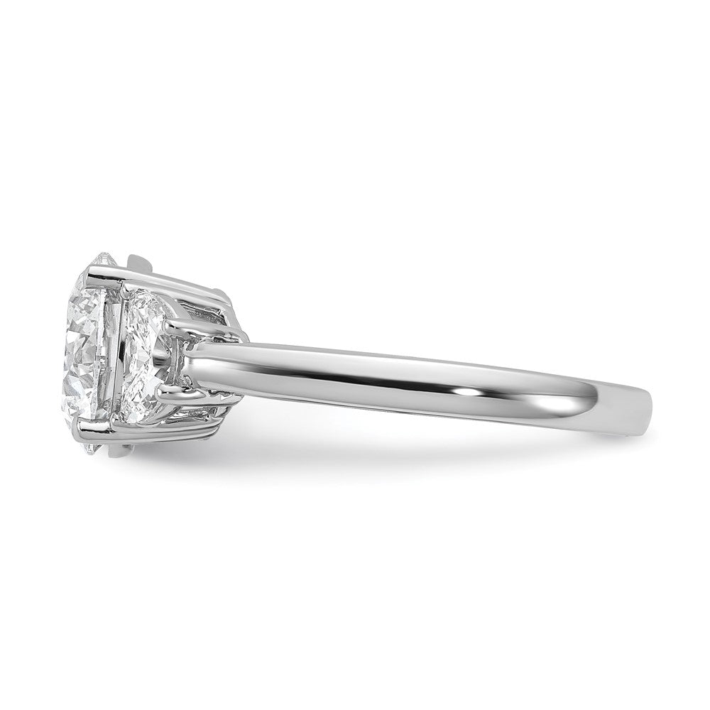14kw 3 1/8ct Cert Lab Grown Diamond VS+F+ Round Comp 3 Stone Eng Ring